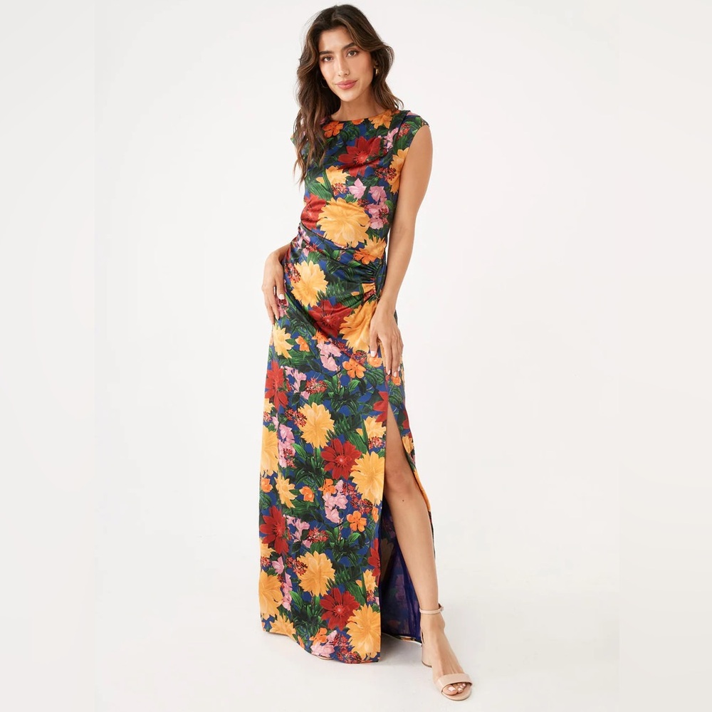 NWT Abbey Glass Stefanie Dress Full Bloom Satin